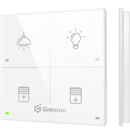 GRENTON Panel dotykowy szklany biały ikonowy 4-przyciskowy, natynkowy, TOUCH PANEL +4B, TF-Bus CUSTOM ICONS white | TPA-404-T-02