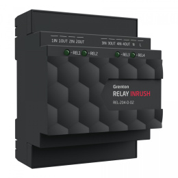 GRENTON RELAY 4HP INRUSH, moduł 4 wyjść przekaźnikowych, wysokoprądowy inrush 120A, DIN, TF-Bus | REL-204-D-02