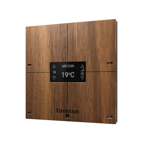 GRENTON Smart Panel 4B Custom Wood Dark ciemne drewno, wyświetlacz OLED, Inteligentne Sterowanie Domem, TF-Bus | SPS-604-T-01